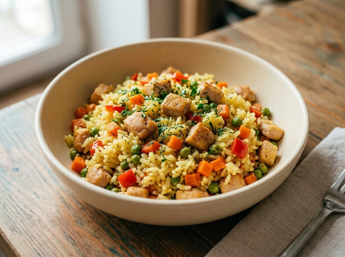 Рис с курицей и овощами